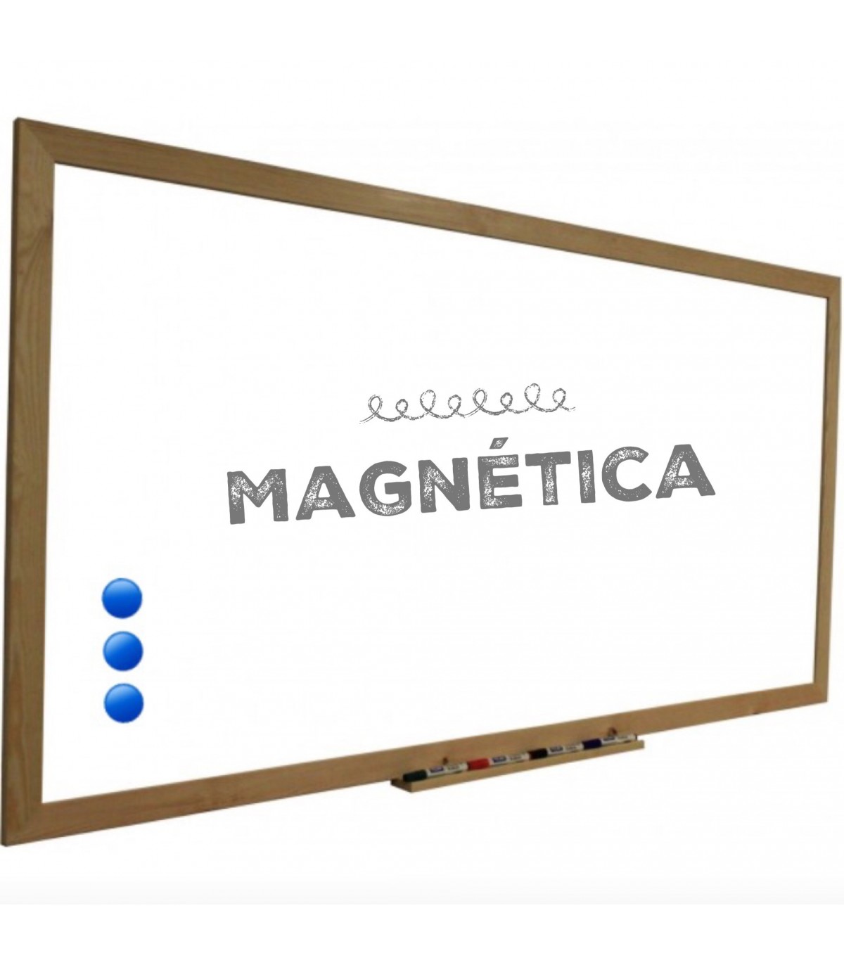 Tableau blanc magnétique avec cadre en bois en plusieurs finitions.