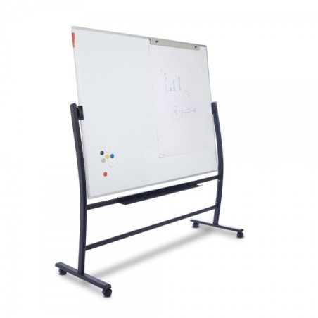 Pizarra volteable con 2 caras magnéticas y con soporte de diseño.