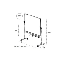 Pizarra volteable con 2 caras magnéticas y con soporte de diseño.