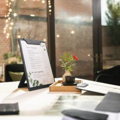 Carta menú con pinza imán y soporte vertical | Porta menús hostelería