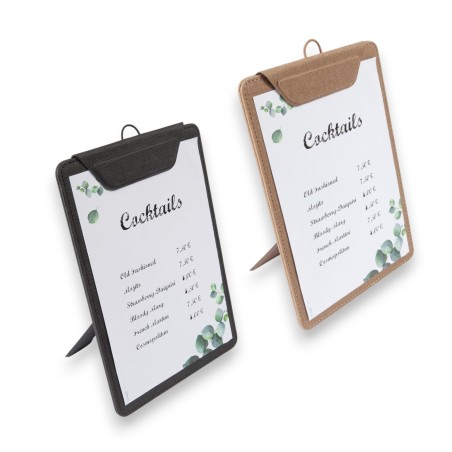 Carta menú con pinza imán y soporte vertical | Porta menús hostelería