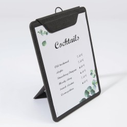 Carta menú con pinza imán y soporte vertical | Porta menús hostelería